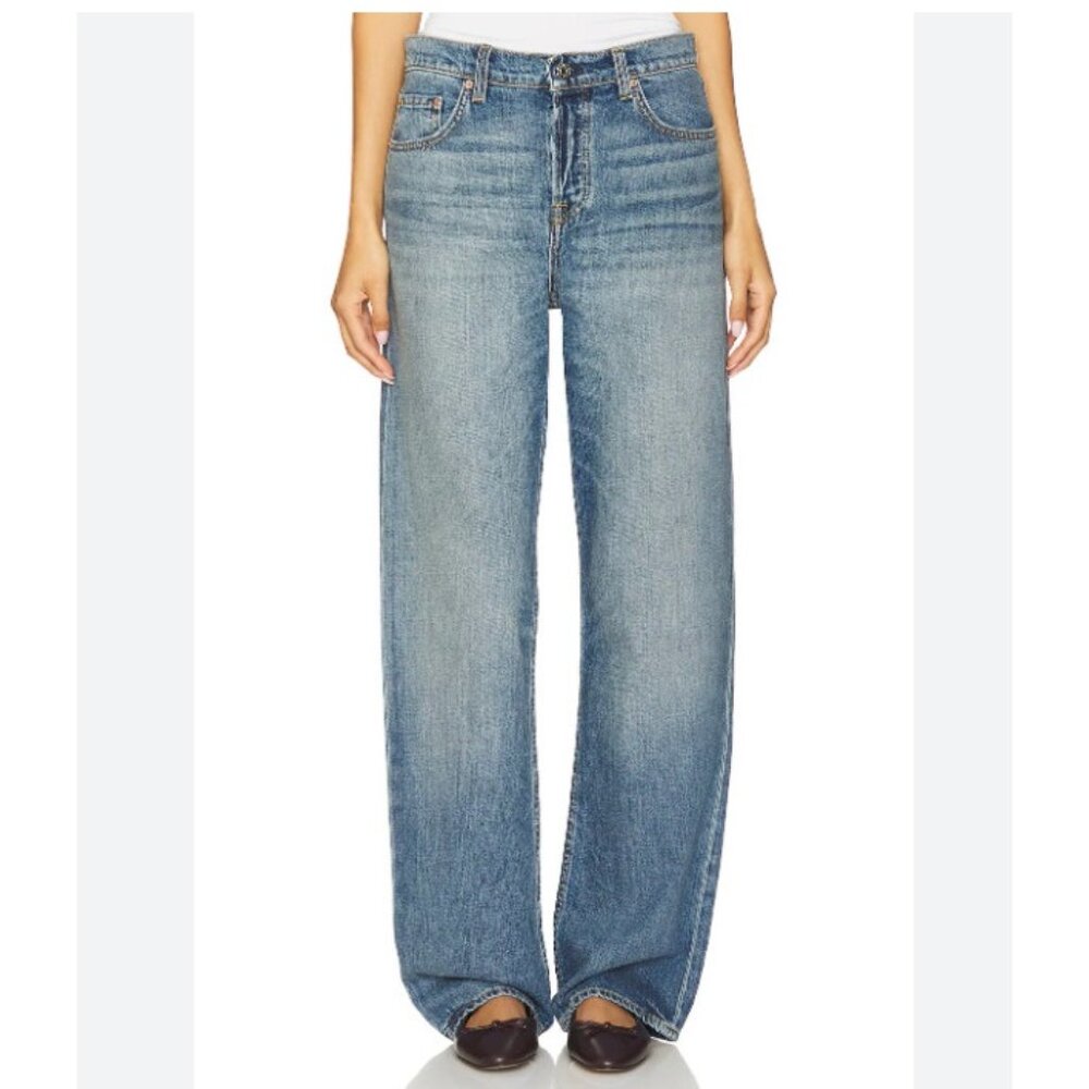 GRLFRND The Bella Low Rise Boyfriend Jeans Womens 28 Blue 100% Cotton Made USA